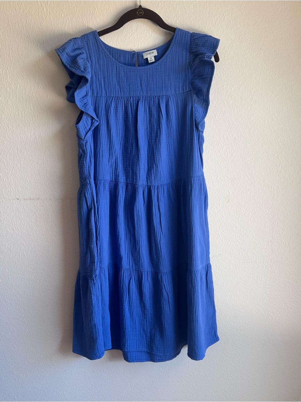 100% cotton nwt Blue Tiered Dress cottage summer vacation casual